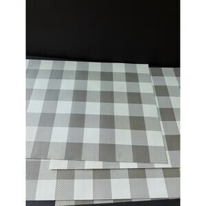 Vinyl Buffalo Check Placemats Gray White Farmhouse Country 13x17